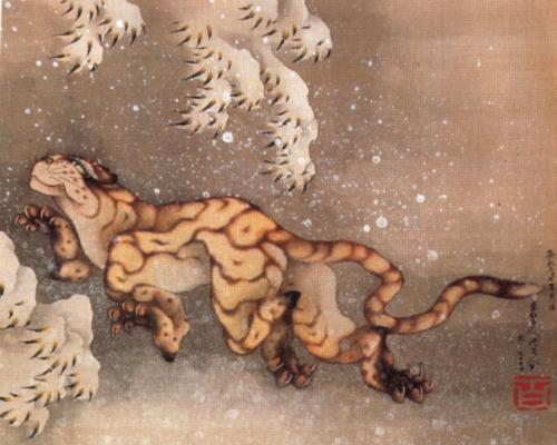 vecchia-tigre-nella-neve Katsushika Hokusai 